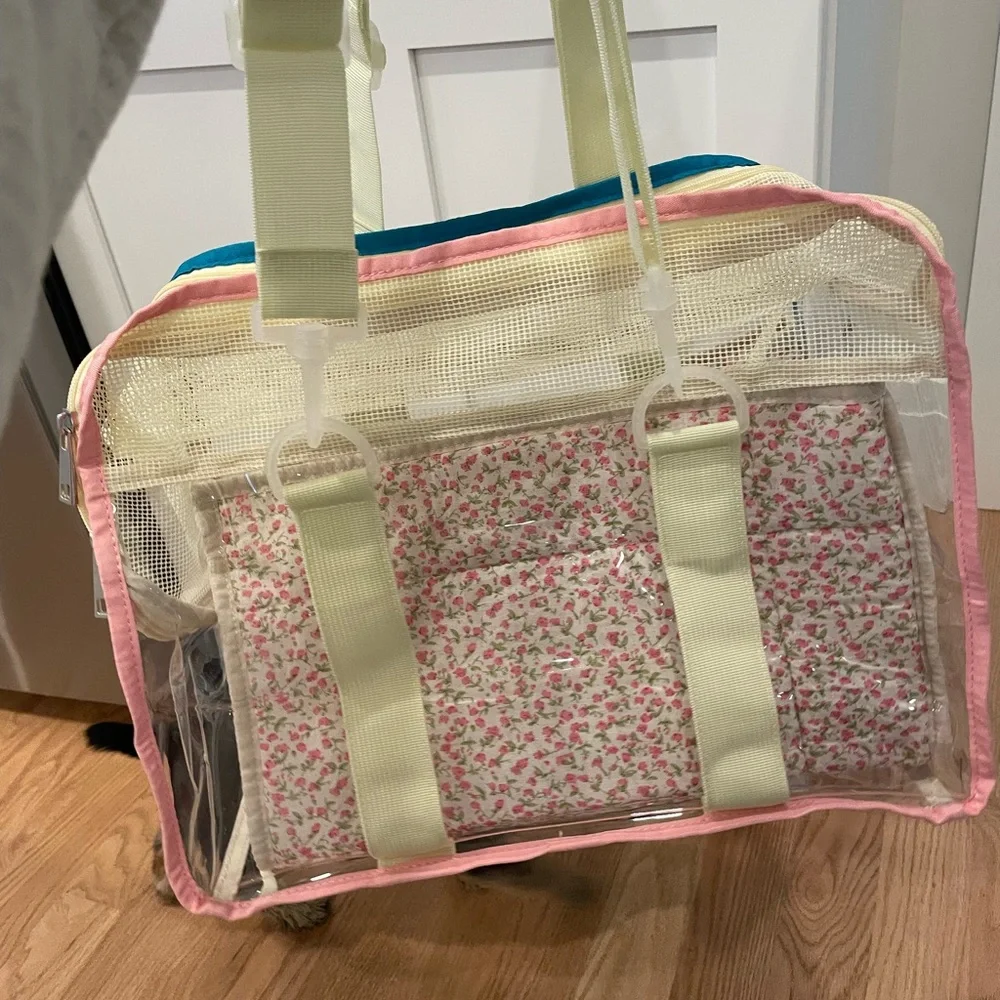PVC clear pet carrier tote bag